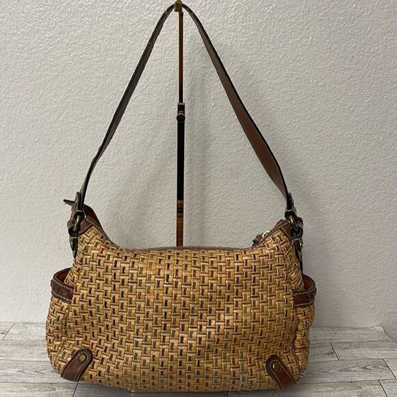 Fossil Vintage Straw and Leather Shoulder Bag - Picture 6 of 16